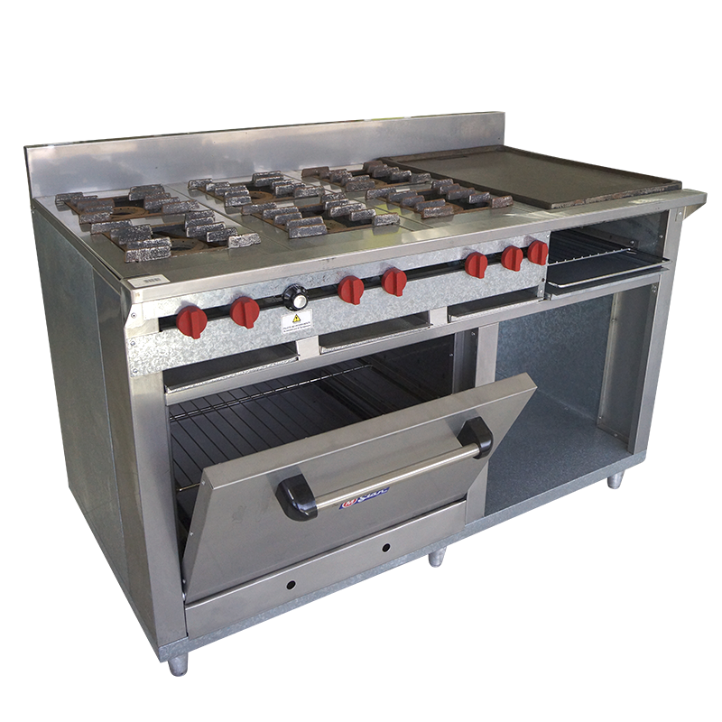 COCINA 6 HORNILLAS, PLANCHA Y HORNO GRATINADOR MARCA STAR