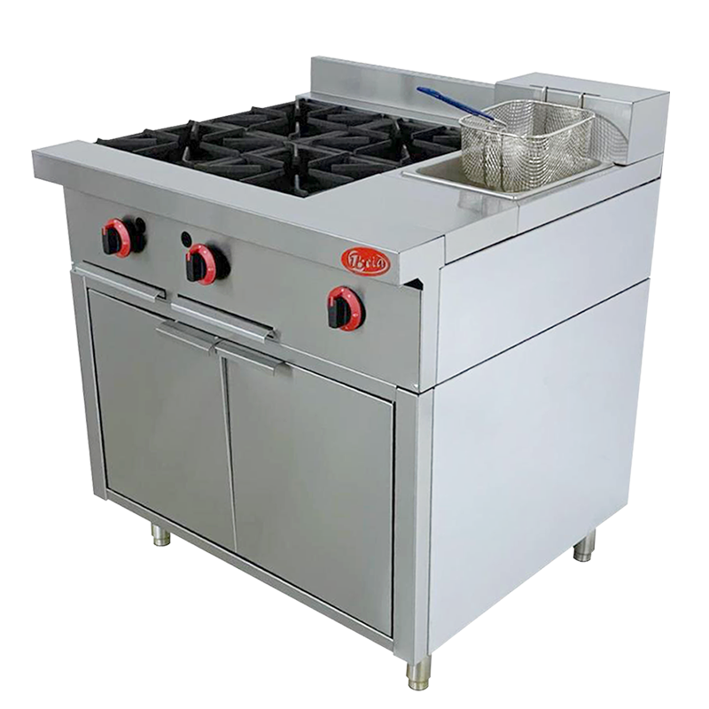 COCINA 4 HORNILLAS EN ACERO INOXIDABLE CON FREIDORA 5LTS - IBOIA